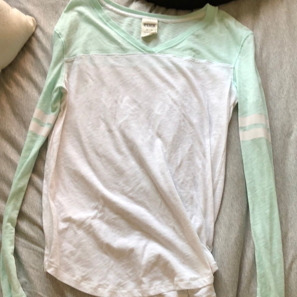 Mint green/ white long sleeve